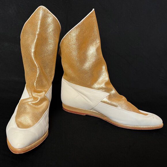MAUD FRIZON VINTAGE GOLD & CREAM LEATHER DEMI BOOT - Picture 1 of 16